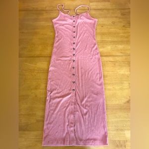 Forever 21, size small, light pink button down ribbed midi dress.